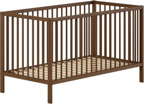 Кафяво детско креватче 70x140 cm от масивен бук с подвижна странична част/с регулируема височина Dino – Vipack