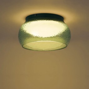 Таванна лампа Арт Деко зелена със стъкло с включен LED с 3-степенно димиране - Thimble