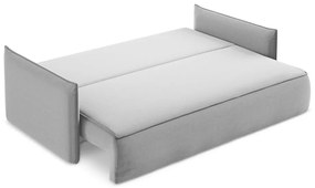 Светлосив кадифен разтегателен диван с място за съхранение 225 cm Hula – Makamii