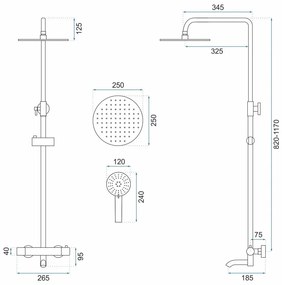 Комплект за душ с термостат REA Lungo Copper Brush