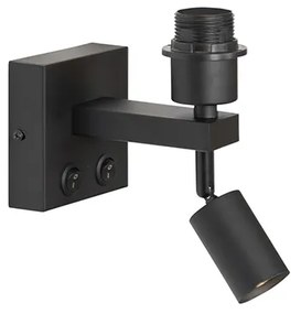 Модерен стенен аплик черен с лампа за четене - Brescia