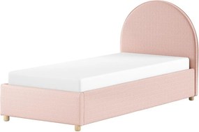 Розово тапицирано единично легло с място за съхранение с включена подматрачна рамка 90x200 cm Moon – Vipack