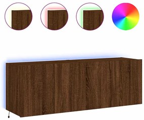 837315 vidaXL Стенни ТВ шкафове с LED лампи, 2 бр, кафяв дъб, 60x35x41 см