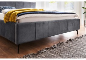 Антрацитно двойно легло 160x200 cm тапицирано с място за съхранение с включена подматрачна рамка Lizzano – Meise Möbel