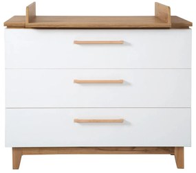 Бял нисък скрин от дъб с маса за преповиване 118x104 cm Finn - Roba