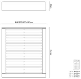 Синьо двойно легло 180x200 cm тапицирано с място за съхранение с включена подматрачна рамка Simon Darren – Micadoni