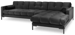 Тъмносив ъглов диван от кадифе , десен ъгъл Bali - Cosmopolitan Design