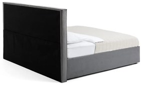 Сиво тапицирано двойно легло с място за съхранение с включена подматрачна рамк 180x200 cm Thessa Bold Line – Bonami Selection