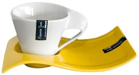 Порцеланова чаша с чинийка Бяло/Жълто DY0635 - 300мл