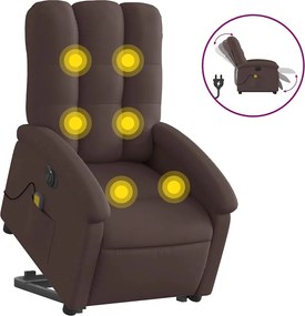 3204133 vidaXL Електрически изправящ масажен реклайнер стол тъмнокафяв текстил