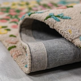Кремав ръчно изработен вълнен килим 200x290 cm Emilia Floral – Flair Rugs