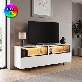 Eco TopMebel меламинов ТВ шкаф с RGB LED в бял цвят 180x32x67cm.