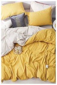 Жълт и кремав памучен чаршаф за двойно легло/разширен чаршаф за легло 200x220 cm - Mila Home