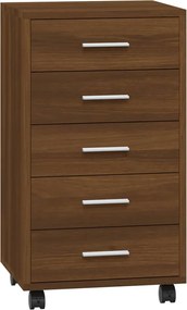 342676 vidaXL Шкаф с чекмеджета с колелца инженерно дърво кафяв дъб