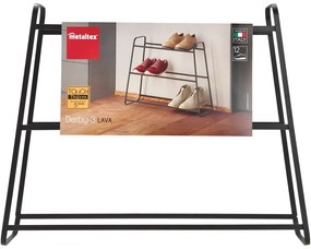 Черен триетажен шкаф за обувки Derby - Metaltex