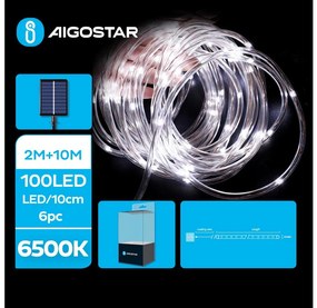 Aigostar - LED соларни коледни лампички 100xLED/8 функции 12 м IP65 студено бял