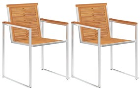 46495 vidaXL Градински столове 2 бр акация масив и неръждаема стомана