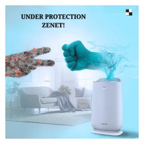 Пречиствател за въздух Zenet 202, 20W, 60 м2, 3 скорости, HEPA филтър, Активен въглен, Бял