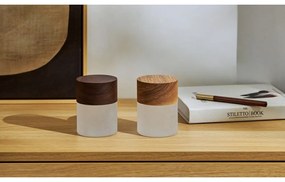 Тъмнокафява настолна лампа със стъклен абажур (височина 10,5 cm) Lemelia - Gingko