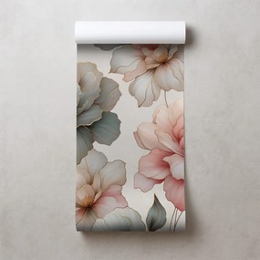 Фототапет – Елегантни пастелни цветя с листа