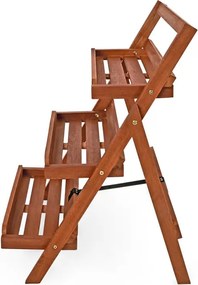 Сгъваема поставка за цветя от акациево дърво 79 × 56 × 59 cm - 3 рафта