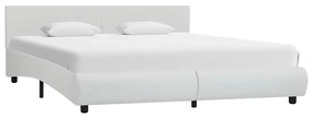 285491 vidaXL Рамка за легло с LED, бяла, изкуствена кожа, 180x200 cм