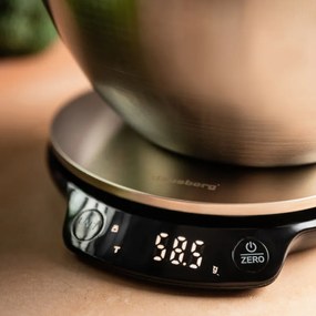 Кухненска везна с купа Klausberg KB 7939, 5 Kg, Bluetooth, Мобилно приложение, LED, ТАРА, Течности, 4 хранителни стойности, Инокс