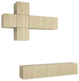 3079023 vidaXL Комплект ТВ шкафове от 7 части, дъб сонома, инженерно дърво