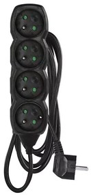 Удължителен кабел 4-извода, 3 м, черен