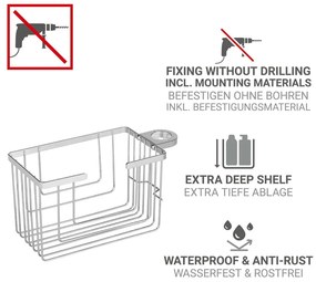 Рафт за баня без пробиване от неръждаема стомана в блестящо сребрист цвят Valognes – Wenko