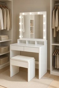 Холивудска козметична тоалетка с табуретка - елегантност, стил и практичност в едно