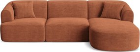 Теракотен ъглов диван от рипсено кадифе (десен ъгъл) Campi – Cosmopolitan Design