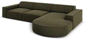 Ъглов диван от зелено кадифе (десен ъгъл) Jodie - Micadoni Home