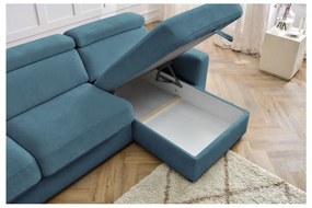 Син разтегателен ъглов диван (променлив) Monaco – Bobochic Paris
