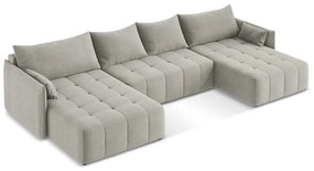 Светлосив разтегателен ъглов диван с място за съхранение (U форма) Moku – Makamii