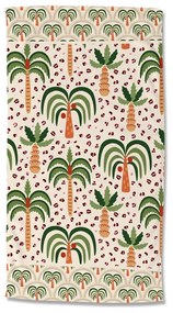 Зелена-бежова кадифена плажна кърпа 100x180 cm Cezan – Good Morning