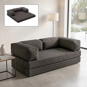 Тапициран троен диван-легло TopMebel в антрацит цвят 190x95x75cm.