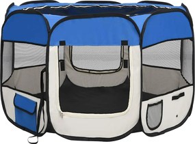 171013 vidaXL Сгъваема кучешка кошара с чанта за носене, синя, 90x90x58 см