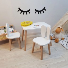 GINGER HOME К-кт дървена маса с 2 столчета BUNNY БЯЛ