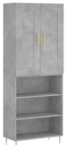 3200061 vidaXL Висок шкаф, бетонно сив, 69,5x34x180 см, инженерно дърво