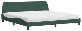 3208474 vidaXL Легло с матрак Dover, тъмнозелено, 200x200 см, кадифе