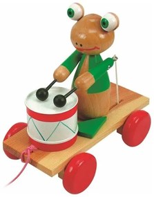 Woody - Играчка за дърпане Жаба с барабан