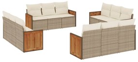 3259916 vidaXL Градински диван с възглавници, 12 части, бежов полиратан