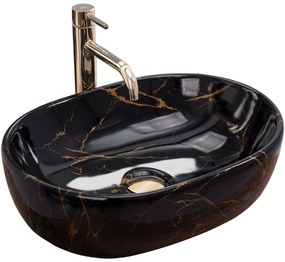 Умивалник за плот Rea Amelia Black Marble shiny