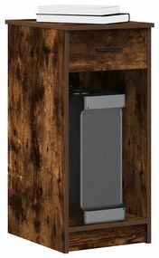 858744 vidaXL Стойка за компютърна кула с чекмедже опушен дъб 35x45x77 см