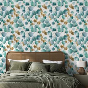 Фототапет – Златни и тюркоазени листа