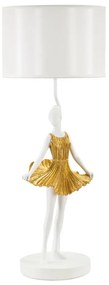 Бяло-златиста настолна лампа с текстилен абажур (височина 90,5 cm) Dancer – Mauro Ferretti