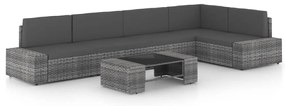 3067173 vidaXL Градински лаундж комплект с възглавници 6 части полиратан сив