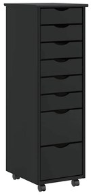 4015786 vidaXL Подвижен шкаф с чекмеджета "MOSS" Черно масивно дърво бор