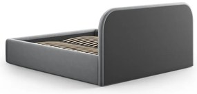 Сиво двойно легло 140x200 cm тапицирано с място за съхранение с включена подматрачна рамка Juno – Windsor &amp; Co Sofas